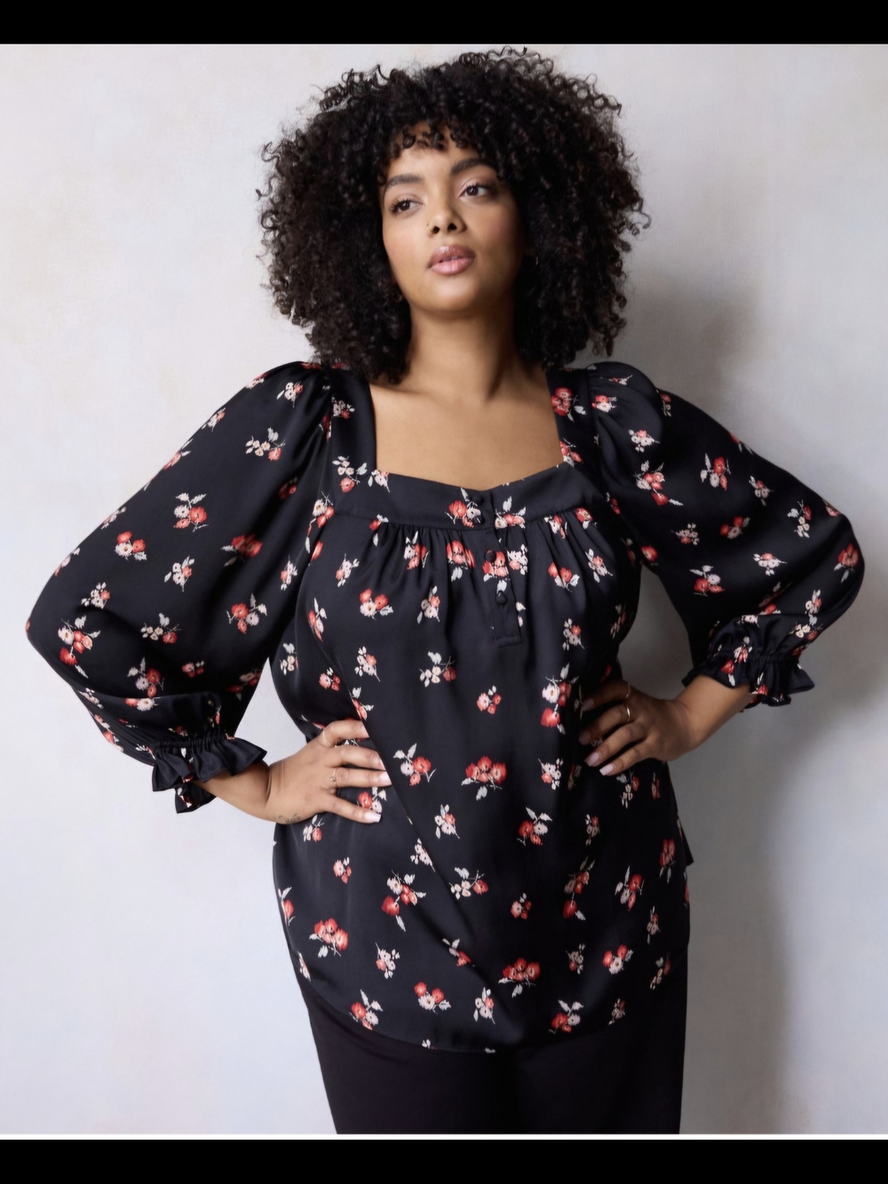 *Like New* LC Lauren Conrad Henley Peasant Blouse with Puff Sleeves